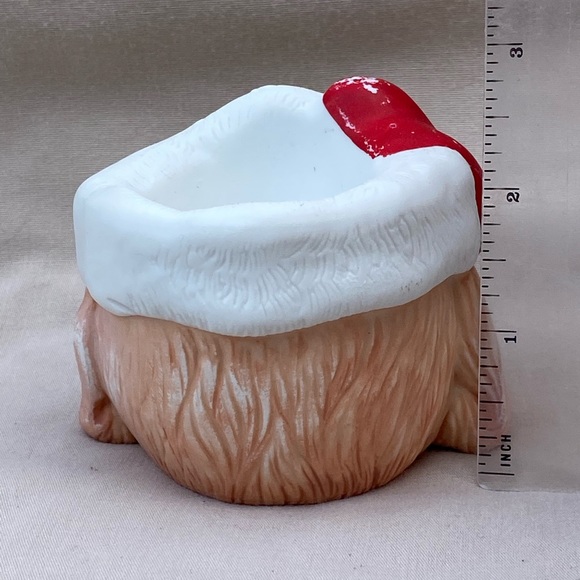 Vintage Christmas ceramic Votive Candle Holder Dog in Santa Hat Gift Co - Picture 3 of 4